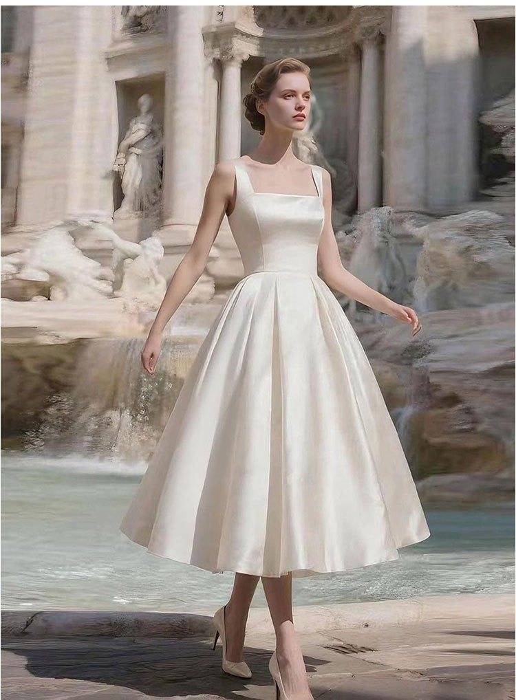 OFF-WHITE MINIMALIST SPAGHETTI STRAP MIDI DRESS