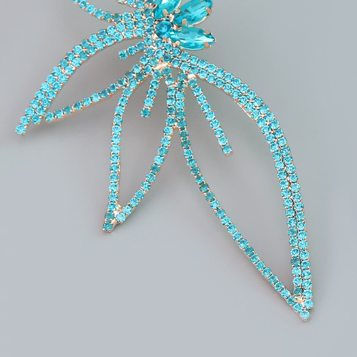 CRYSTAL BLUE FLORAL DROP EARRINGS FOR WEDDING