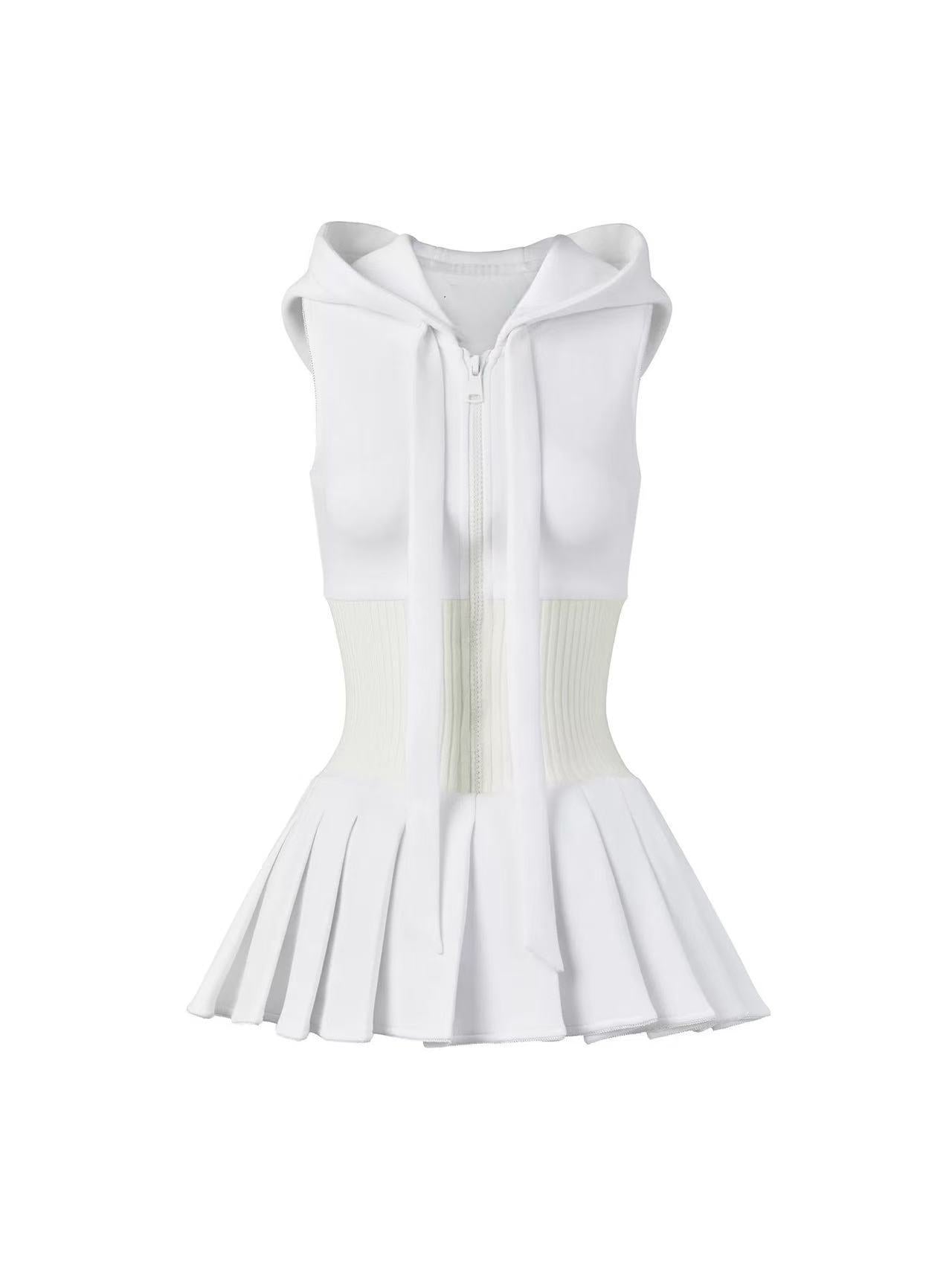 CLIFFA SLEEVELESS KNIT MINI DRESS WHITE