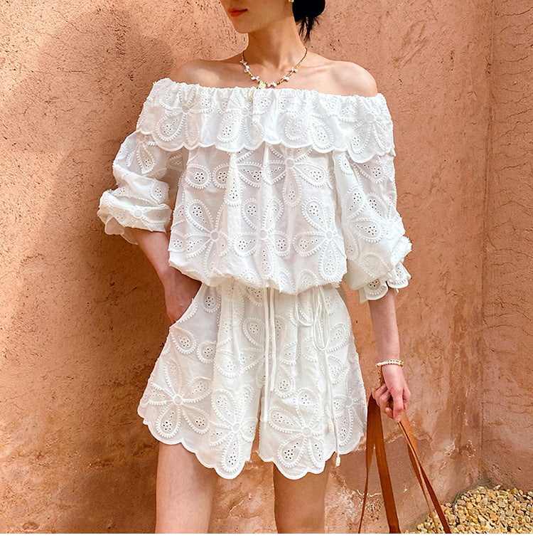 O1CN016heZfK23jKpiq5hAo__2172697291-0-cib EMBROIDERED OPENWORK SHOULDER TOP & SHORTS SET