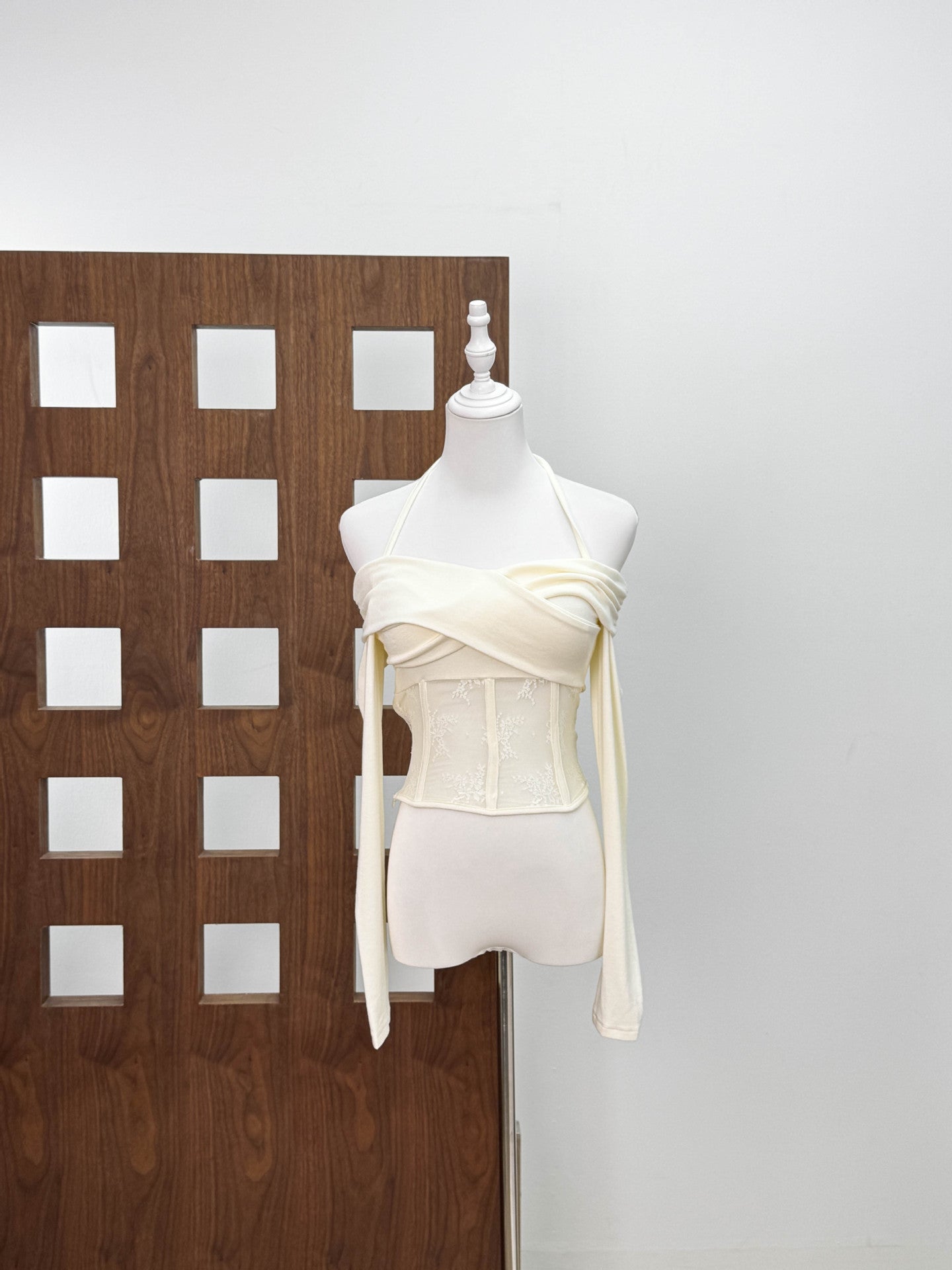 AVA WHITE LACE FISHBONE TOP & SKIRT SET