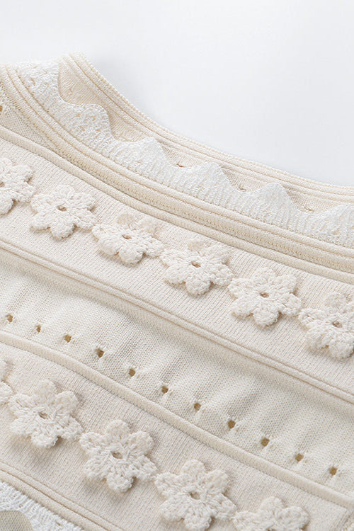 CROCHET ECRU TOP, ELEGANT SILHOUETTE FOR SUMMER OCCASIONS
