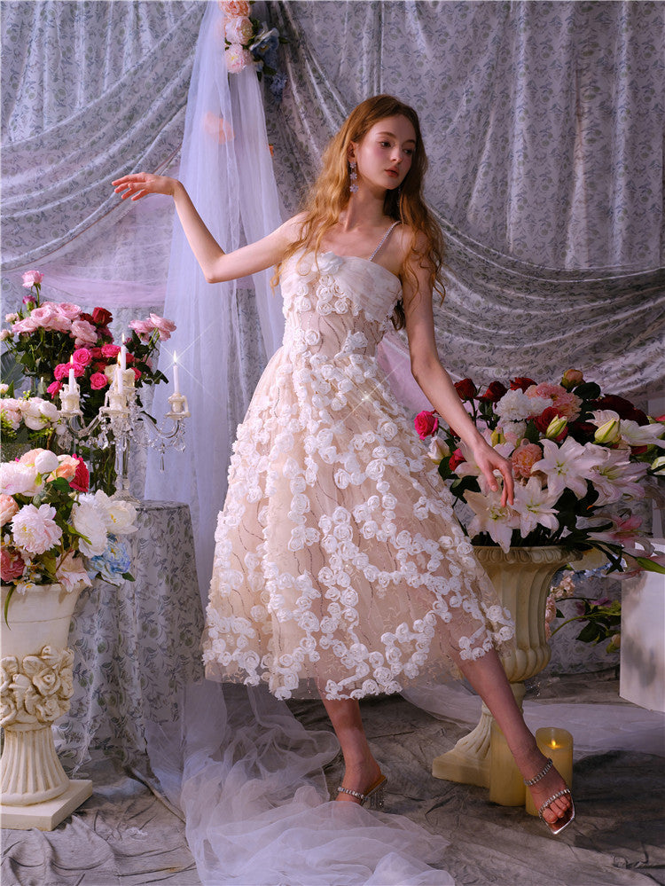 LEAH SLEEVELESS FLORAL MIDI DRESS FOR WEDDING