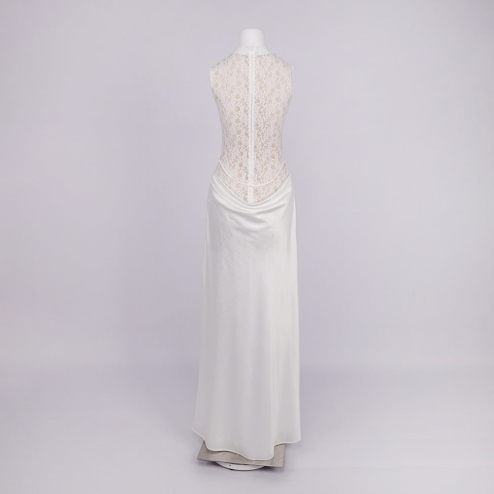 GISELLE LACE MAXI DRESS, SLEEVELESS WHITE WEDDING GUEST