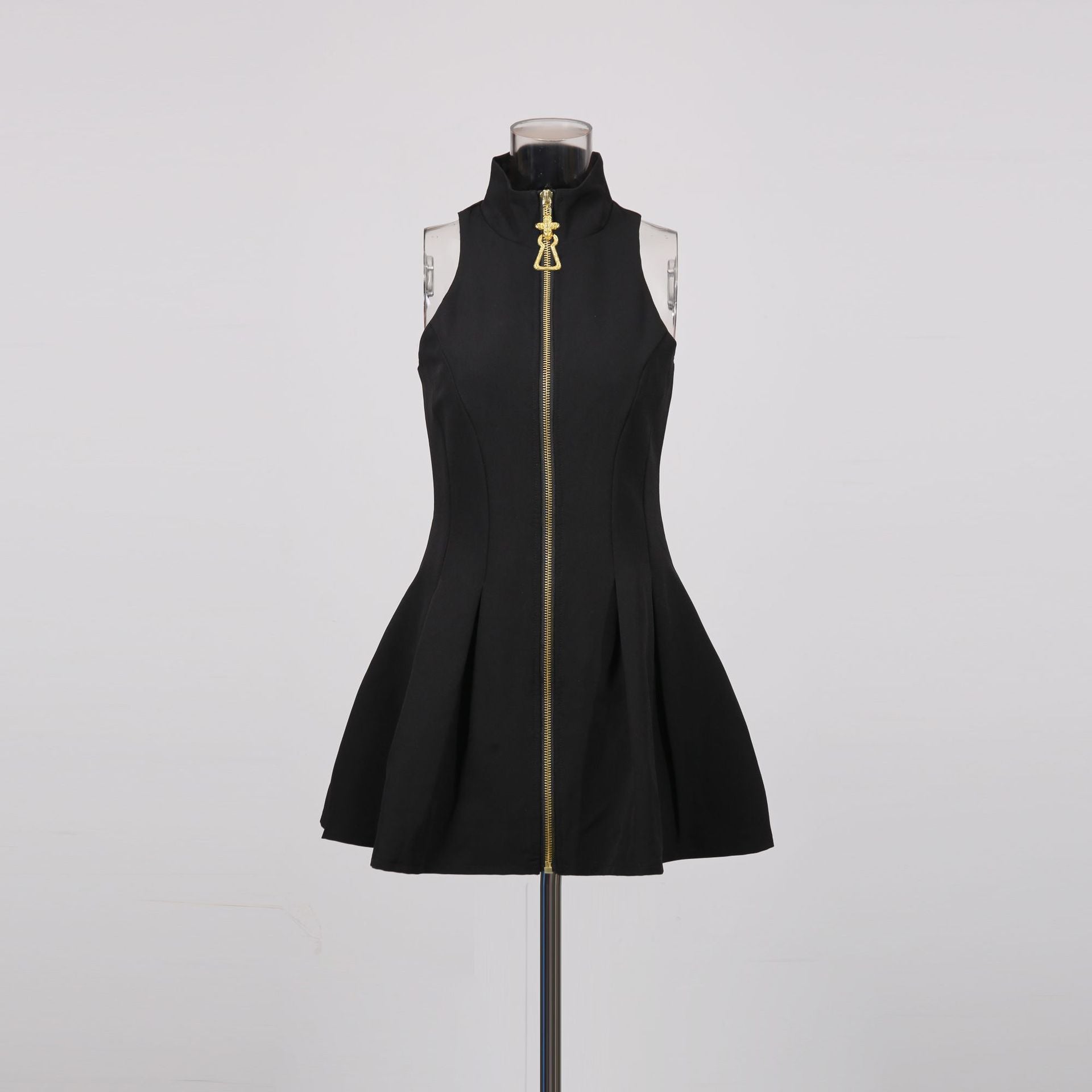 CAROL BLACK HALTER DRESS - GRAIN DE POUDRE WOOL COCKTAIL