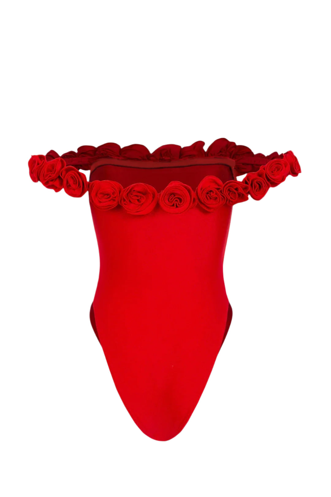 3D FLOWER RED STRAPLESS BODYSUIT FOR PARTY
