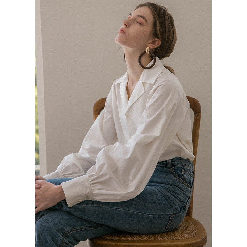 WHITE LANTERN SLEEVE SHIRT FOR FORMAL EVENTS