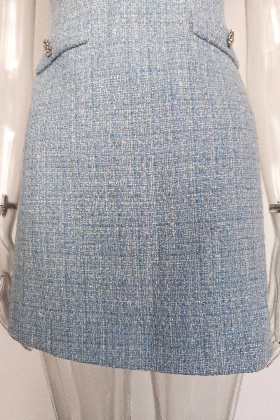 HALTER TWEED MINI DRESS VEST – BLUE COCKTAIL