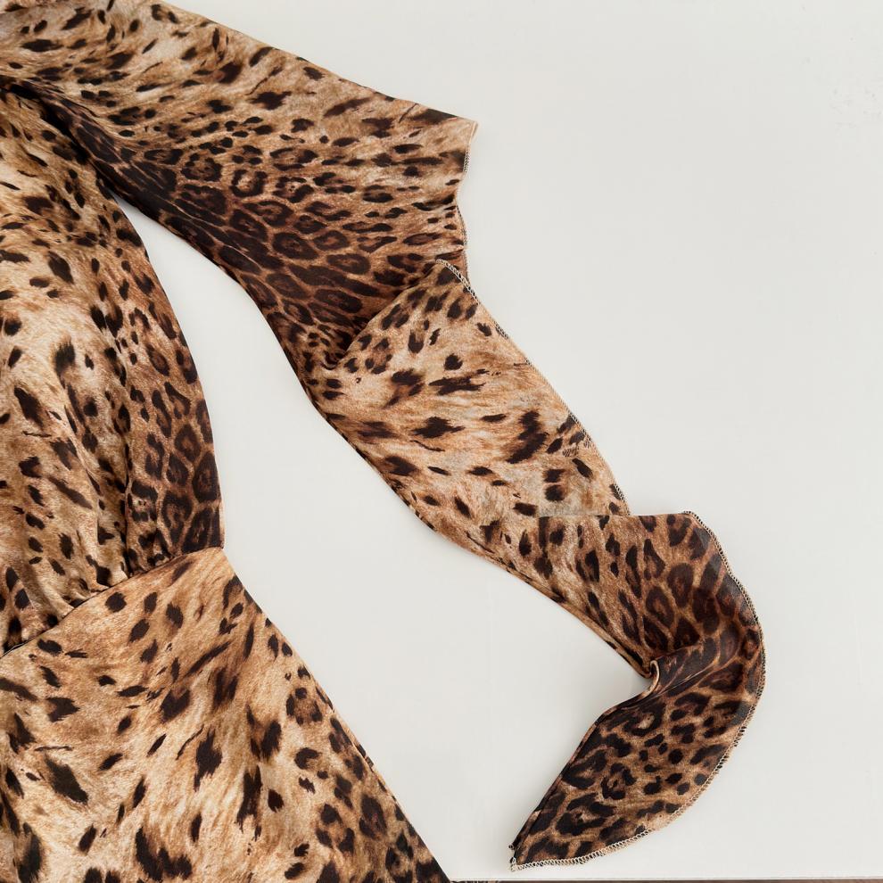 EDWINA LONG SLEEVE LEOPARD MINI DRESS BROWN