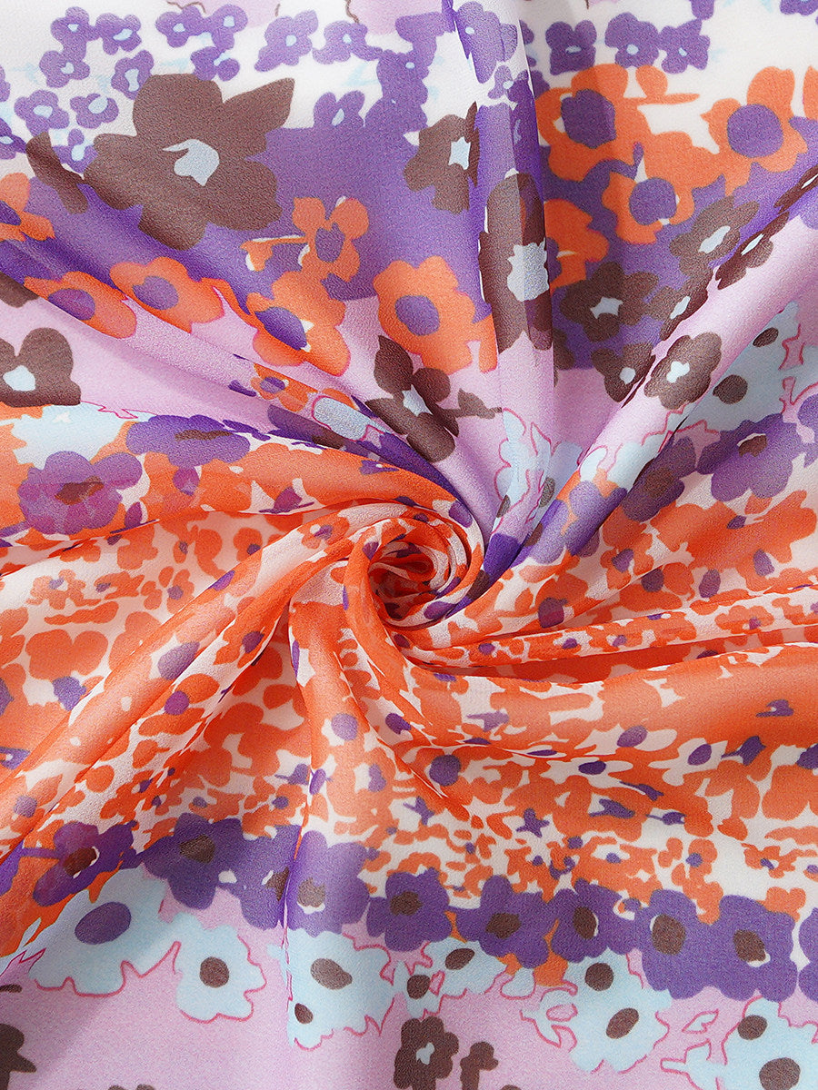 FLORAL MAXI DRESS WITH SCALLOPED COLLAR