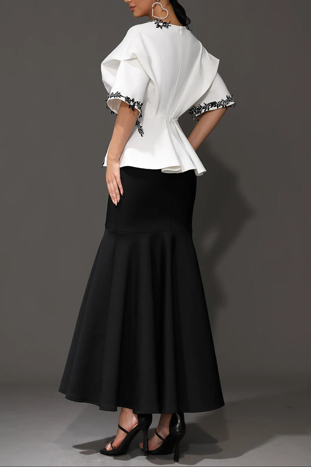 JOANNA V-NECK FLORAL BANDAGE TWO-PIECE SET FOR PARTIES