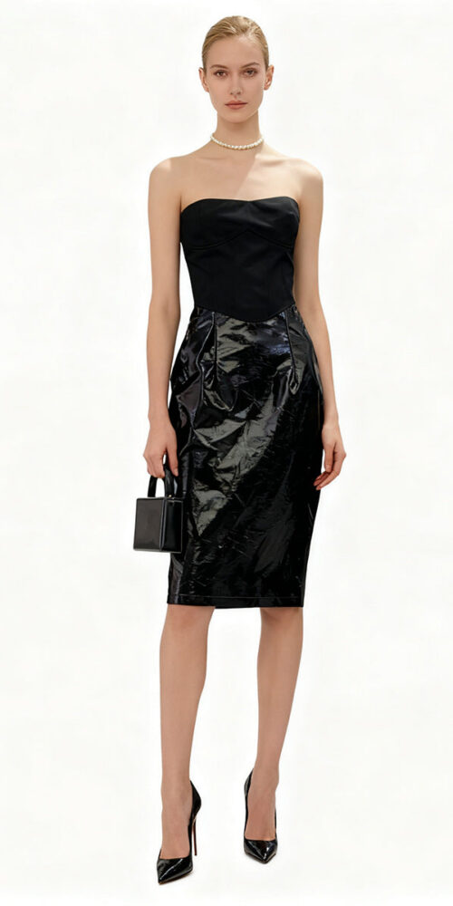 miriam black Sleeveless strapless cropped top mini skirt miriam black Sleeveless strapless cropped top mini skirt