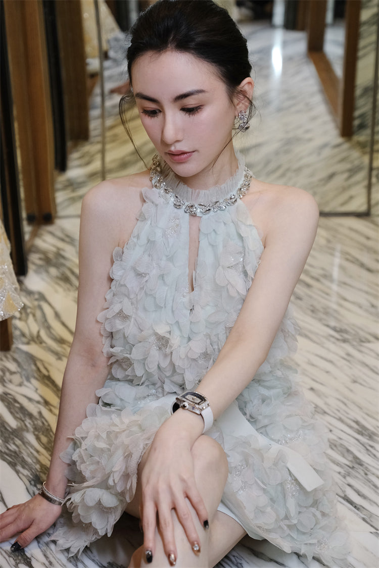 PASTEL GREEN FLORAL WEDDING GUEST MIDI DRESS