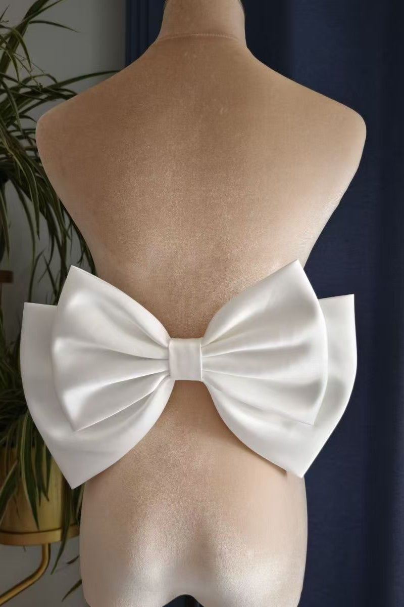 DOUBLE-LAYER OVERSIZED SATIN BACK BOW BRIDAL HAIR ACCESSORY