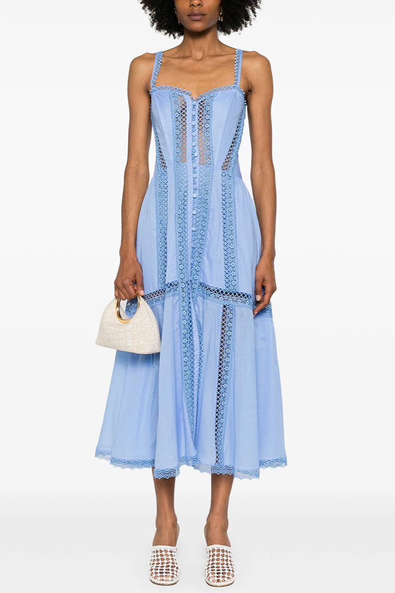 LILLIAN EMBROIDERED HOLLOW TUBE MAXI DRESS