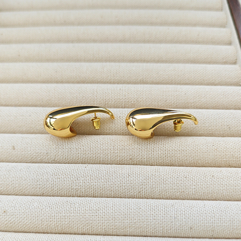 VINTAGE GOLD RED HOOP EARRINGS FOR PARTY