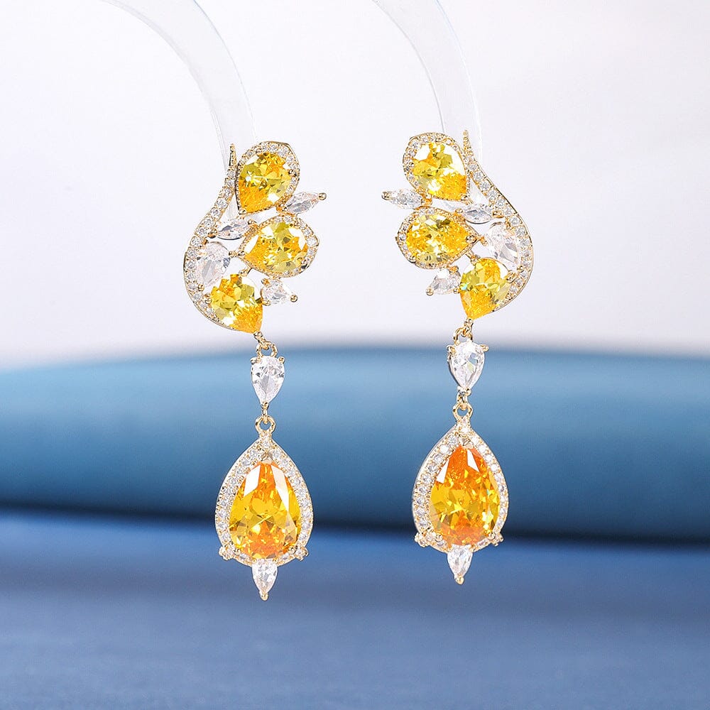 14K GOLD BUTTERFLY TOPAZ DROP EARRINGS FOR WEDDING