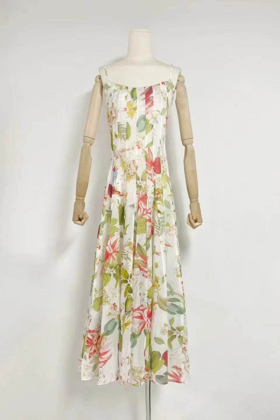 MULTICOLOR FLORAL PRINT GAZAR MAXI GOWN