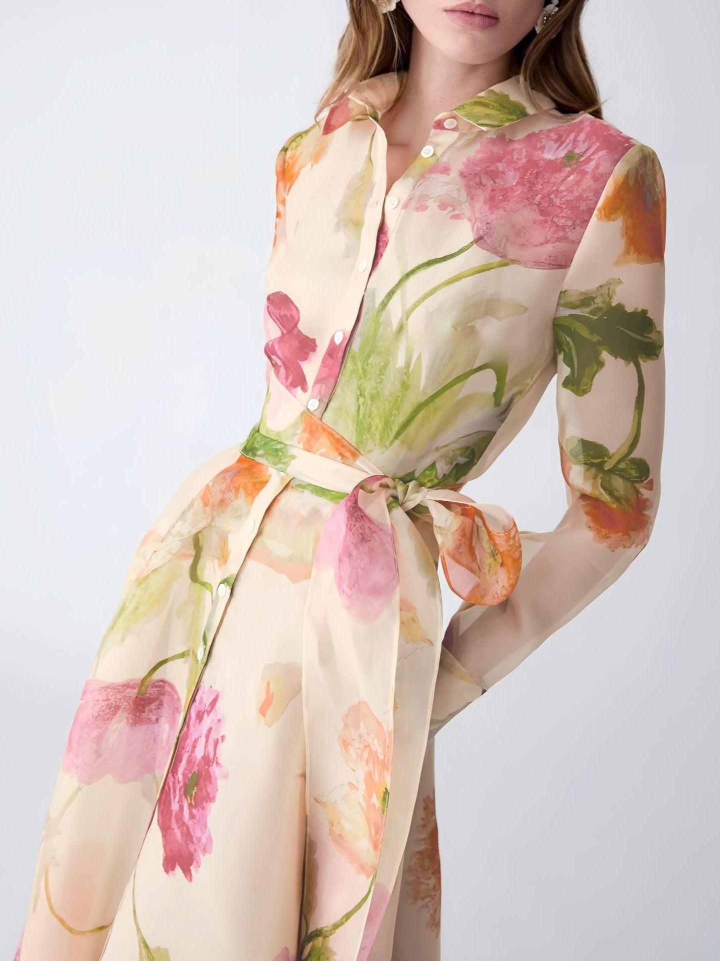 PRINTED LONG SLEEVE STRAP DRESS FOR PARTY