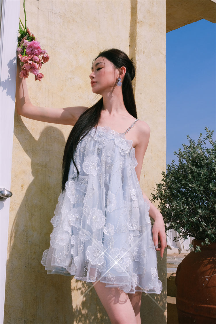 TUTU LIGHT BLUE SLEEVELESS FLOWER DOLL DRESS