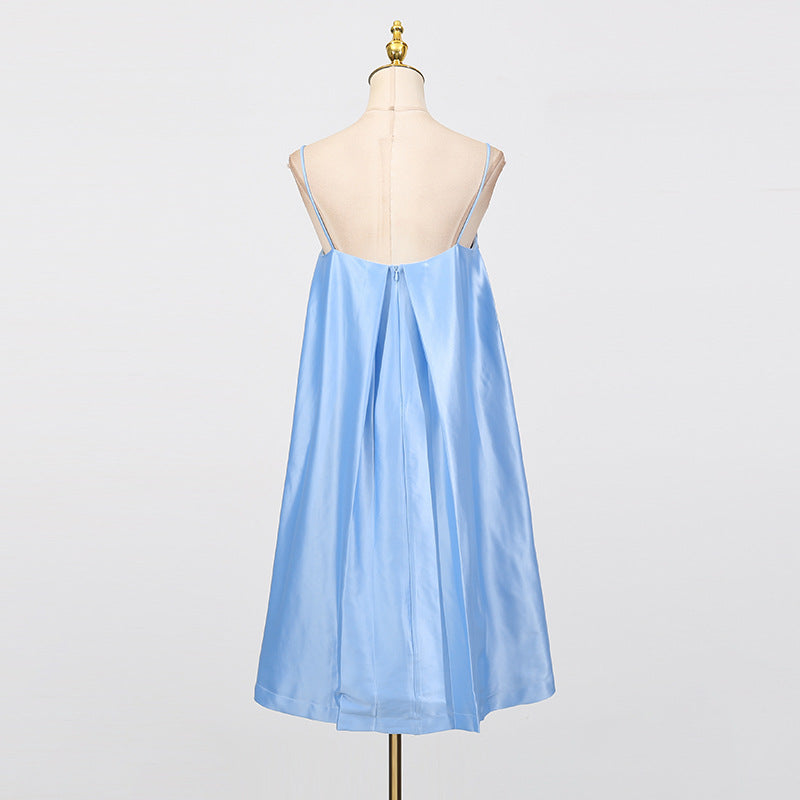 EDWINA EMBROIDERED MINI DRESS – BLUE FLORAL COCKTAIL