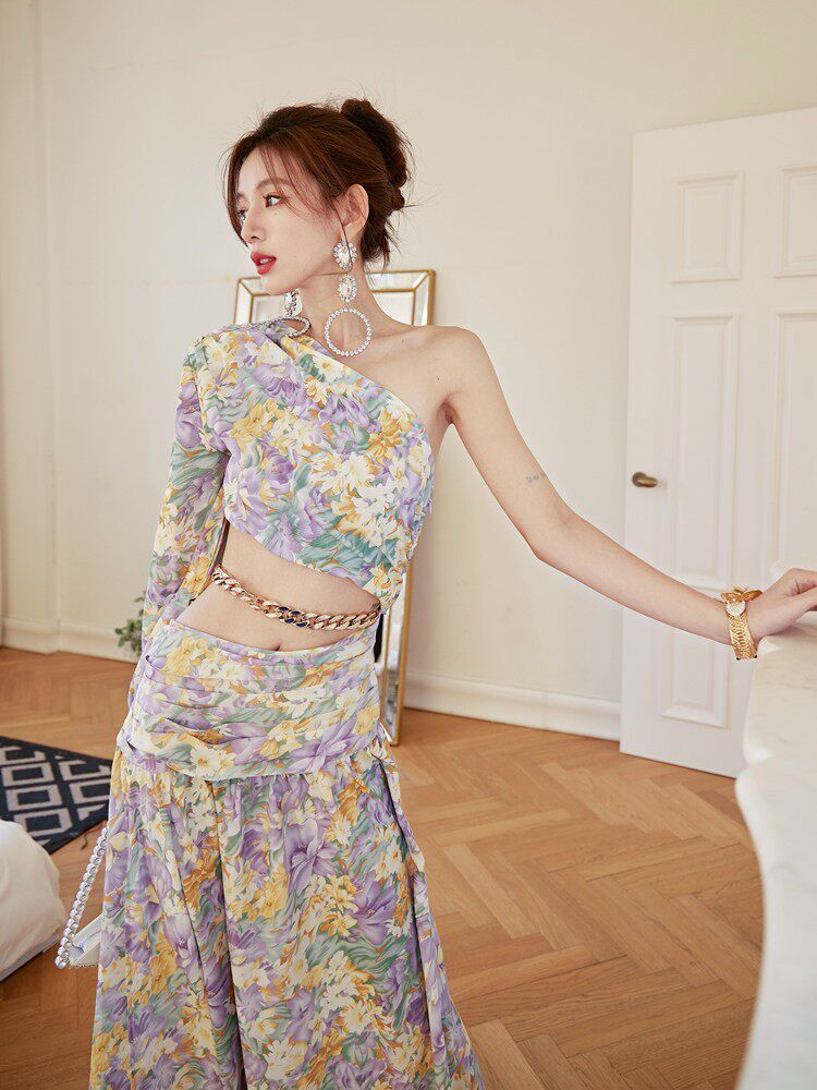 DOLORES OFF-SHOULDER FRENCH PRINT MINI DRESS