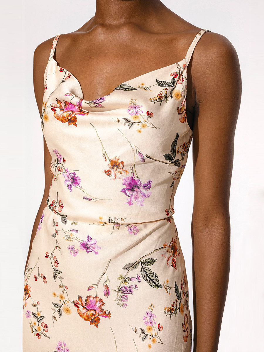 WHITE FLORAL SLIP MAXI DRESS FOR WEDDING GUEST