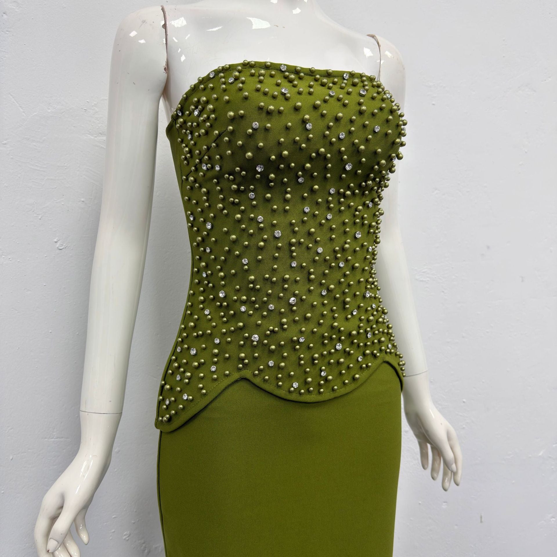 TERESA RHINESTONE STRAPLESS TOP SKIRT SET
