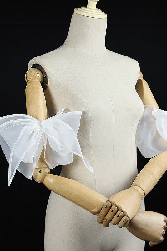 ORGANZA BOW CUFFS, DETACHABLE SHORT SLEEVE, FORMAL