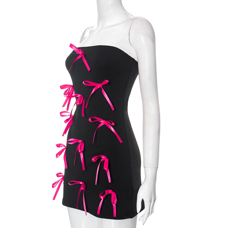STRAPLESS BOW MINI DRESS FOR PARTY NIGHT