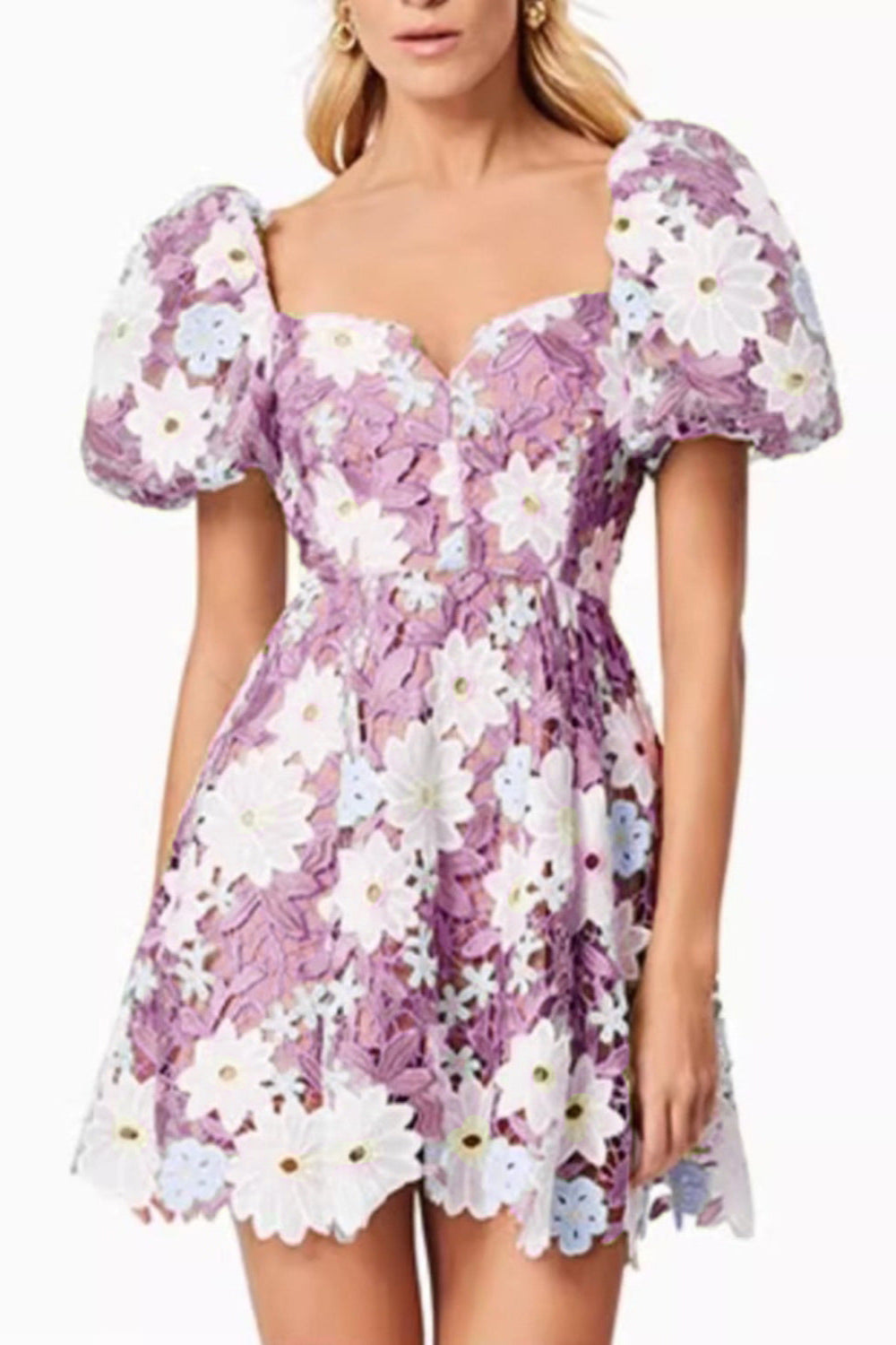 WINIFRED PURPLE LACE HOLLOW MINI DRESS