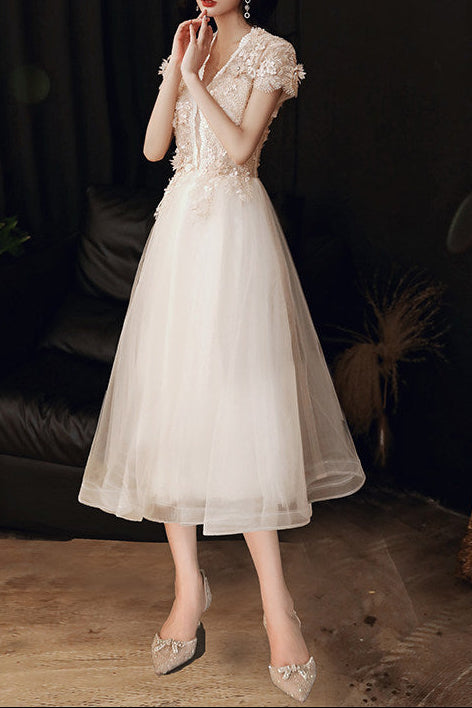 3D FLORAL LACE TULLE EVENING GOWN, FLOOR-LENGTH
