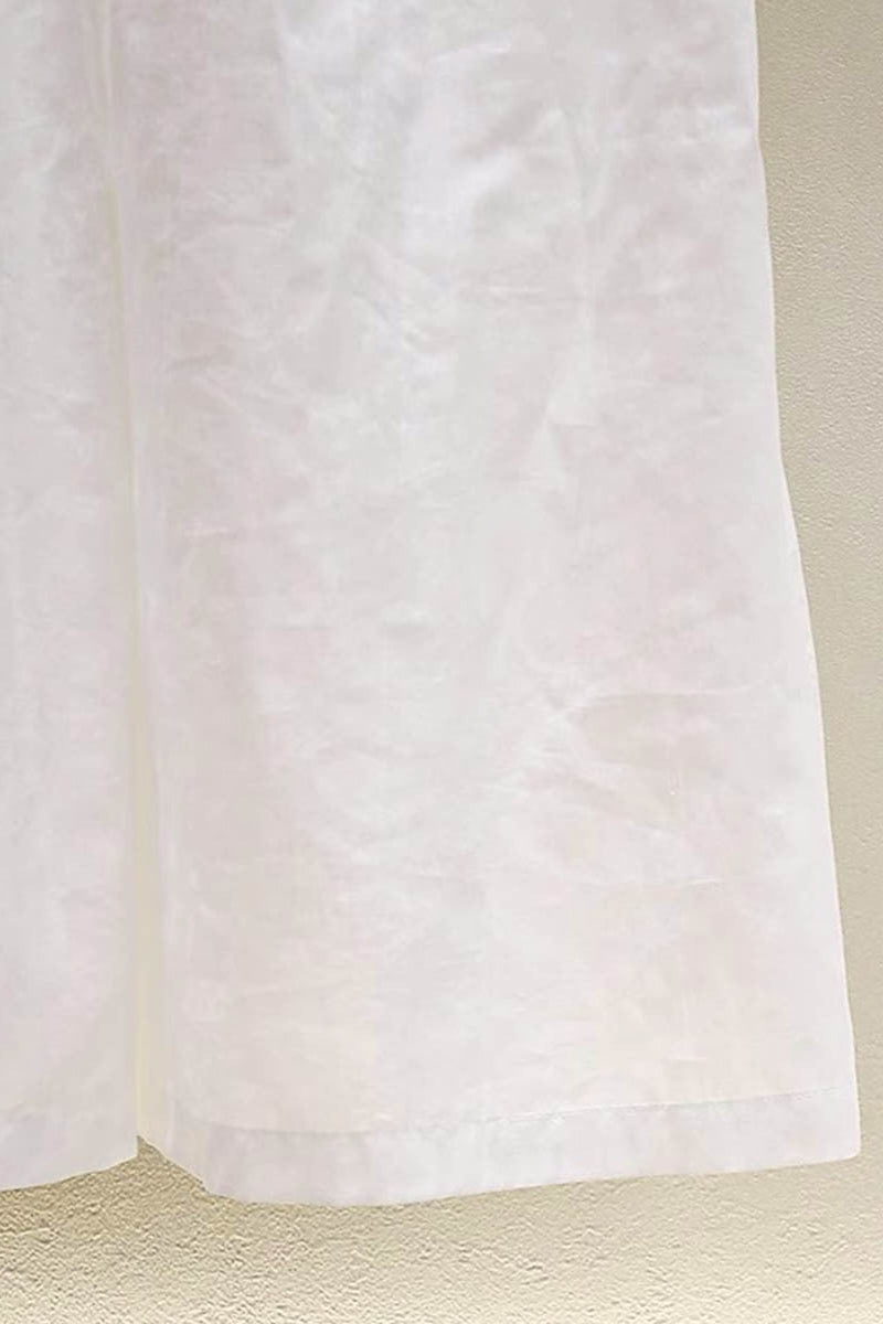 HIGH CROSSOVER V-NECK PLEATED MAXI DRESS WHITE