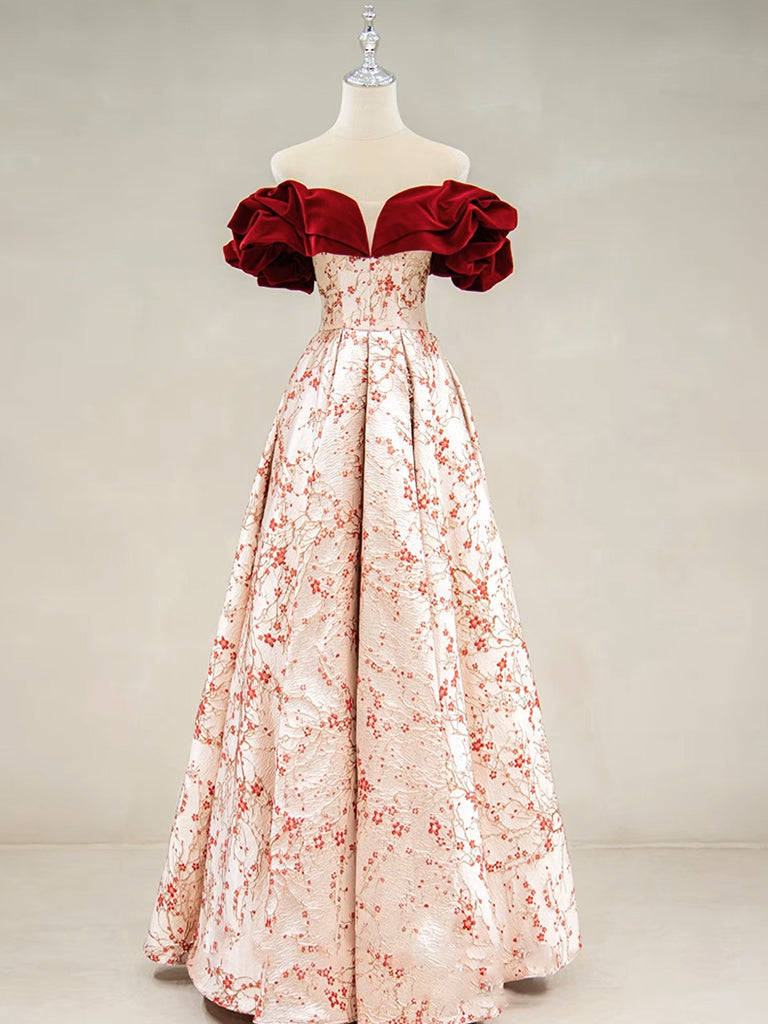 A-LINE OFF-SHOULDER SATIN LONG PROM DRESS