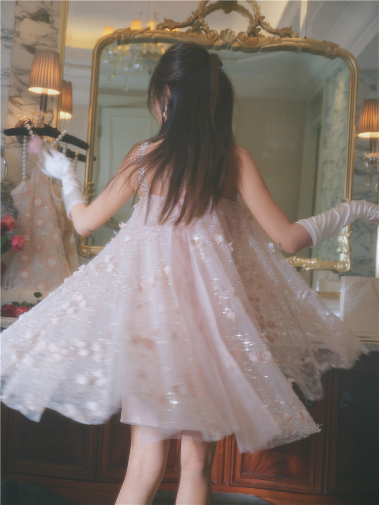 ZOLA PINK EMBROIDERED LOOSE DOLL PARTY DRESS