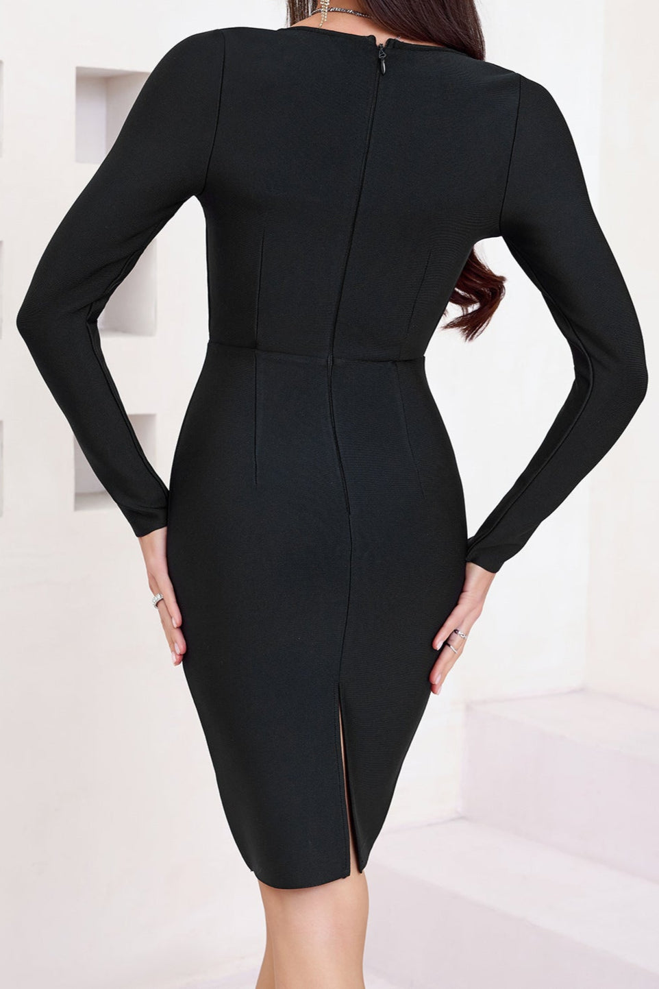 ALEXANDRA BLACK BODYCON BANDAGE MINI DRESS