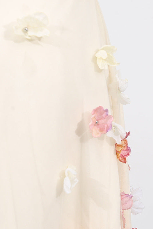 OFF-SHOULDER EMBROIDERED MAXI DRESS APRICOT