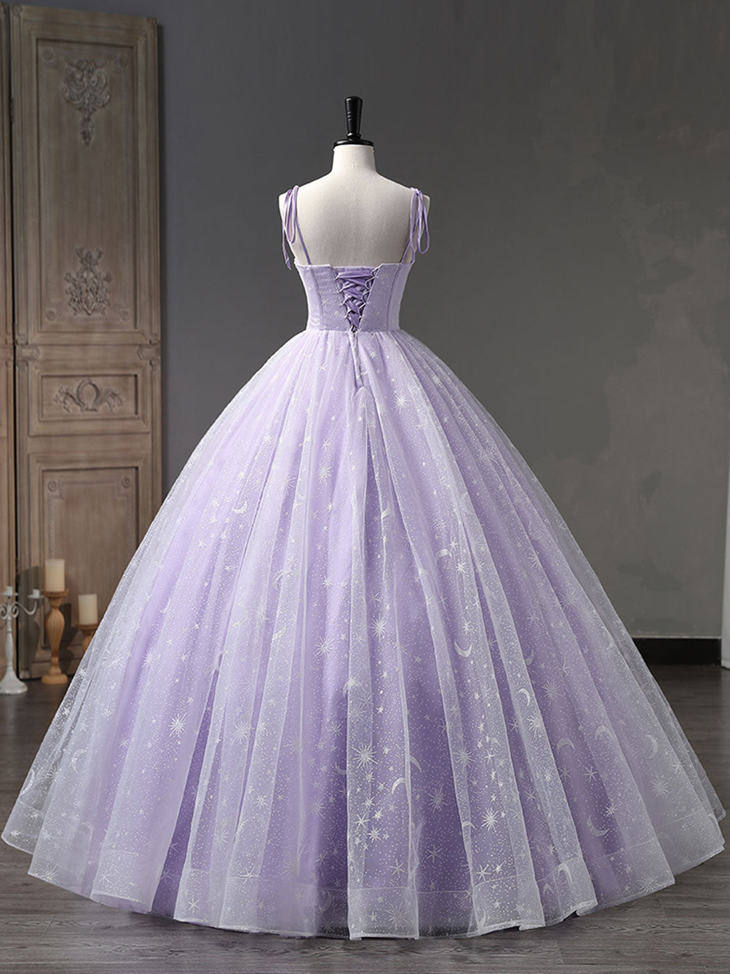 A-LINE TULLE PURPLE PROM GOWN