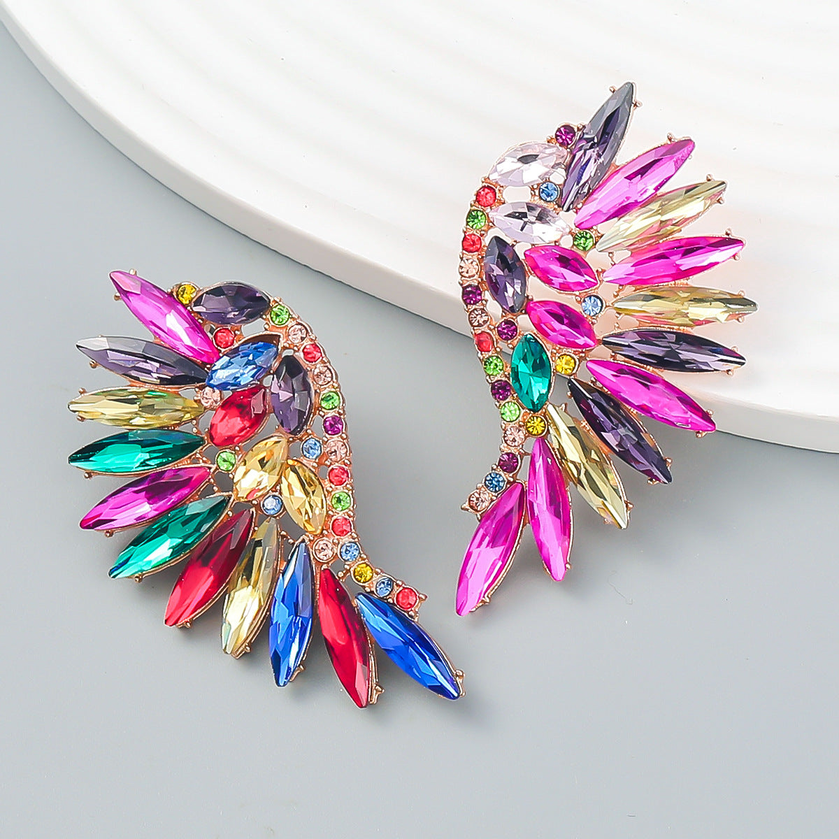 RAINBOW CRYSTAL DROP EARRINGS FOR PARTY
