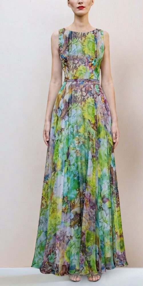 green flower sleeveless large swing maxi dress green flower sleeveless large swing maxi dress