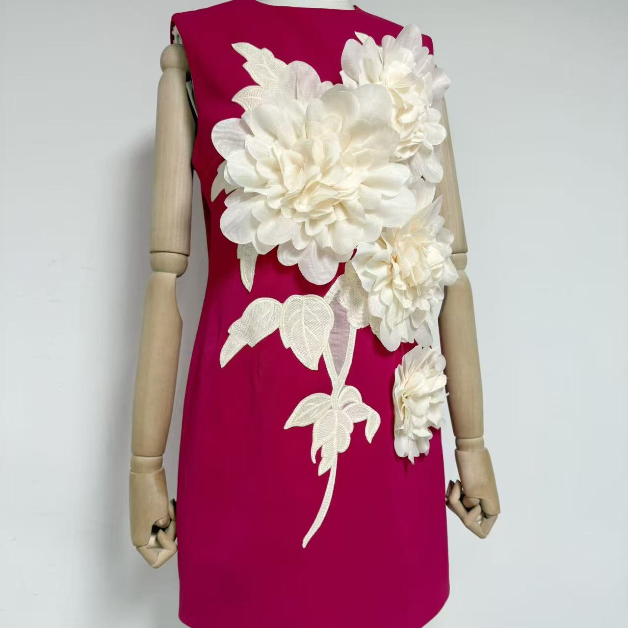 3D FLOWER MINI DRESS, BLACK, COCKTAIL PARTY