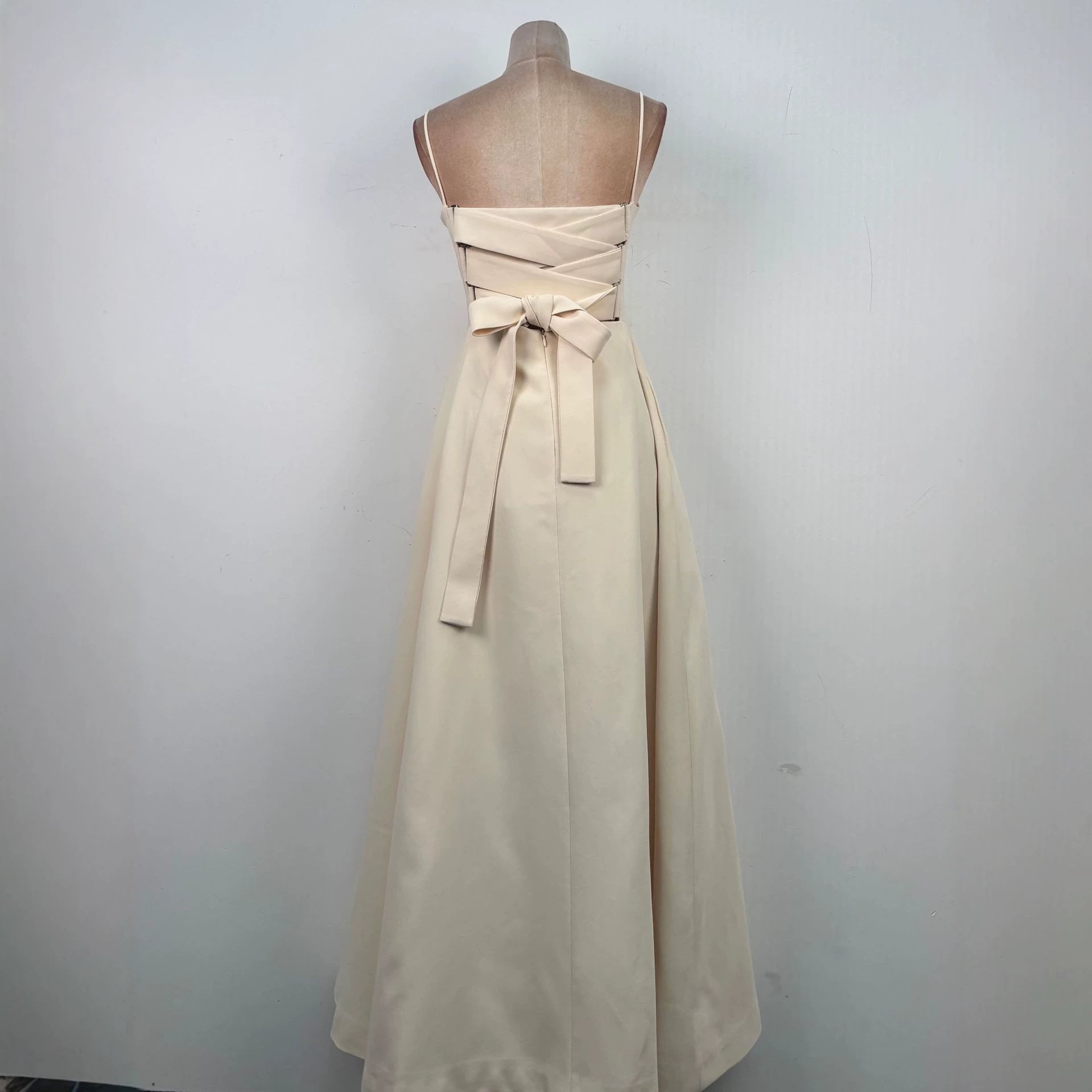 TULLE BOW SLEEVELESS MAXI DRESS IVORY