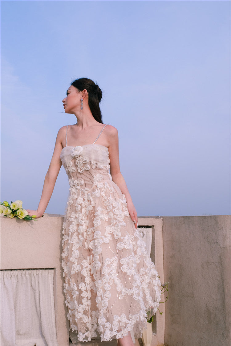 LEAH SLEEVELESS FLORAL MIDI DRESS FOR WEDDING