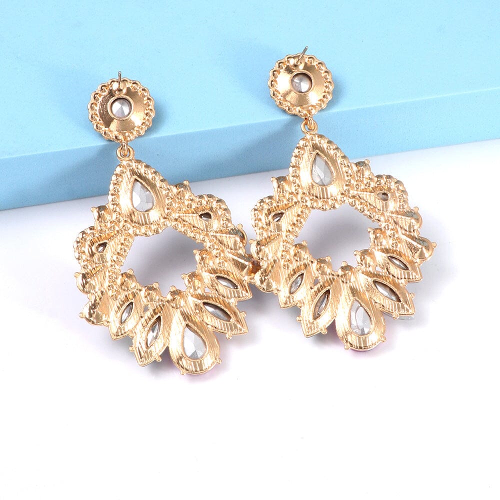 COLORFUL CRYSTAL CHANDELIER DROP EARRINGS FOR WEDDING