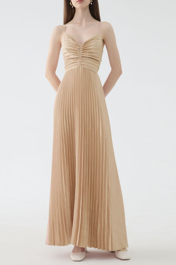 DEBORAH PLEATED SLIP MAXI DRESS APRICOT