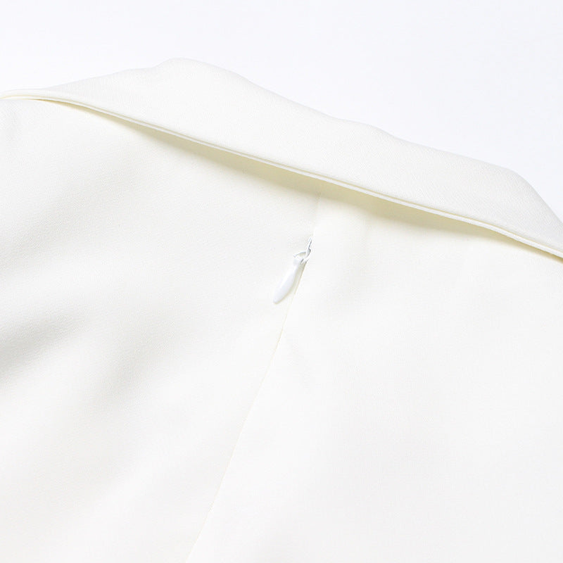 FLOWER EMBROIDERED BLAZER DRESS, WHITE, WEDDING GUEST