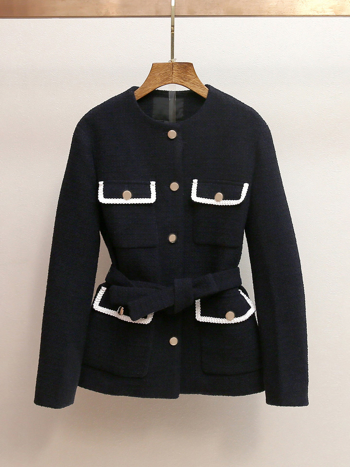SIGRID NAVY TWEED BLAZER - 4-POCKET WORK JACKET