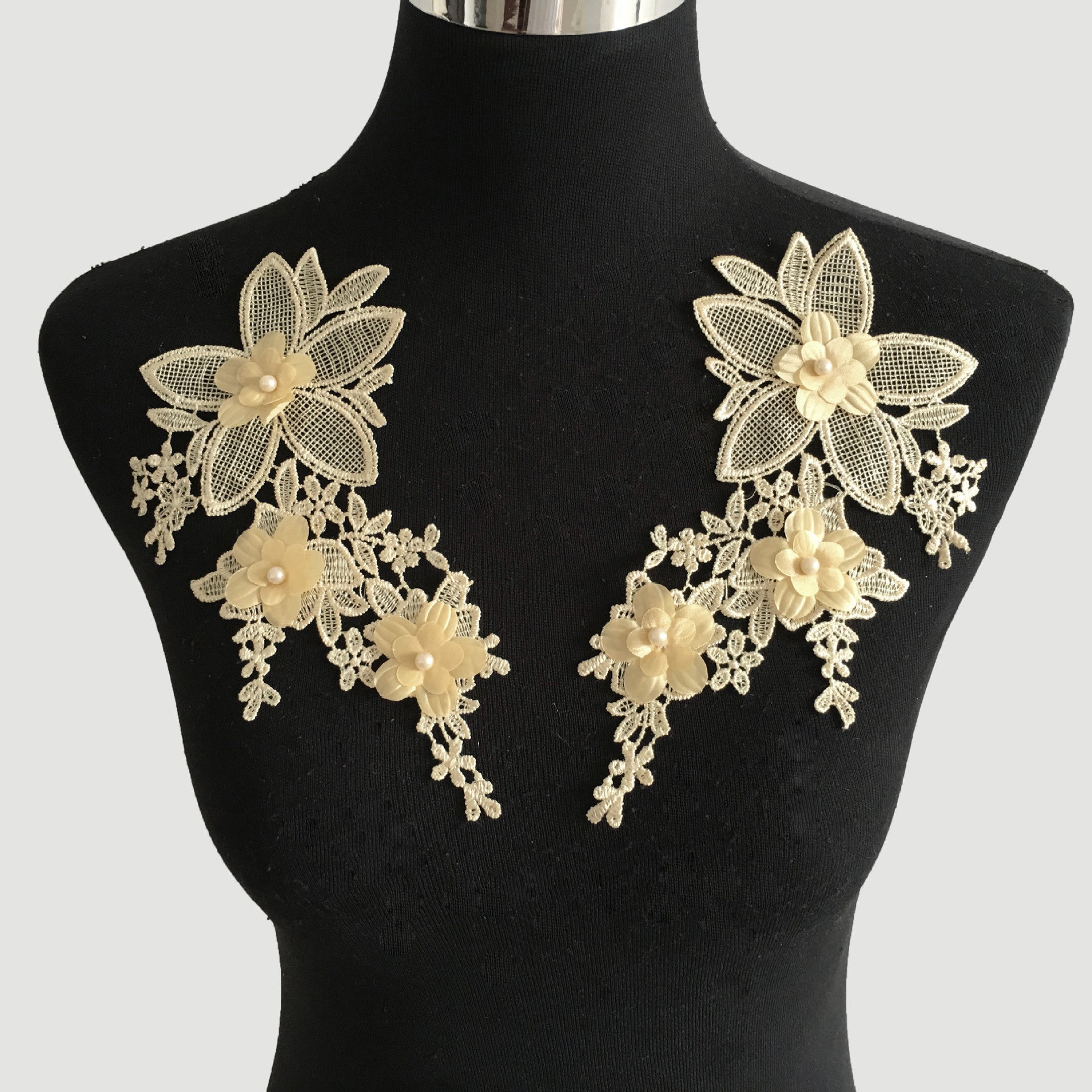 Computerized embroidery lace collar pair flower handmade DIY imitation