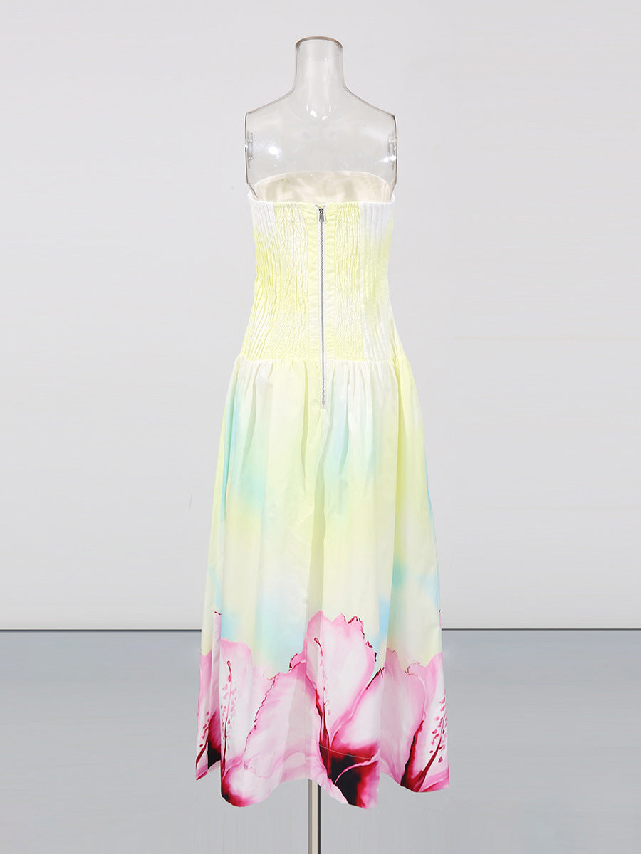 LAUREL GRADIENT YELLOW TUBE TOP MAXI DRESS