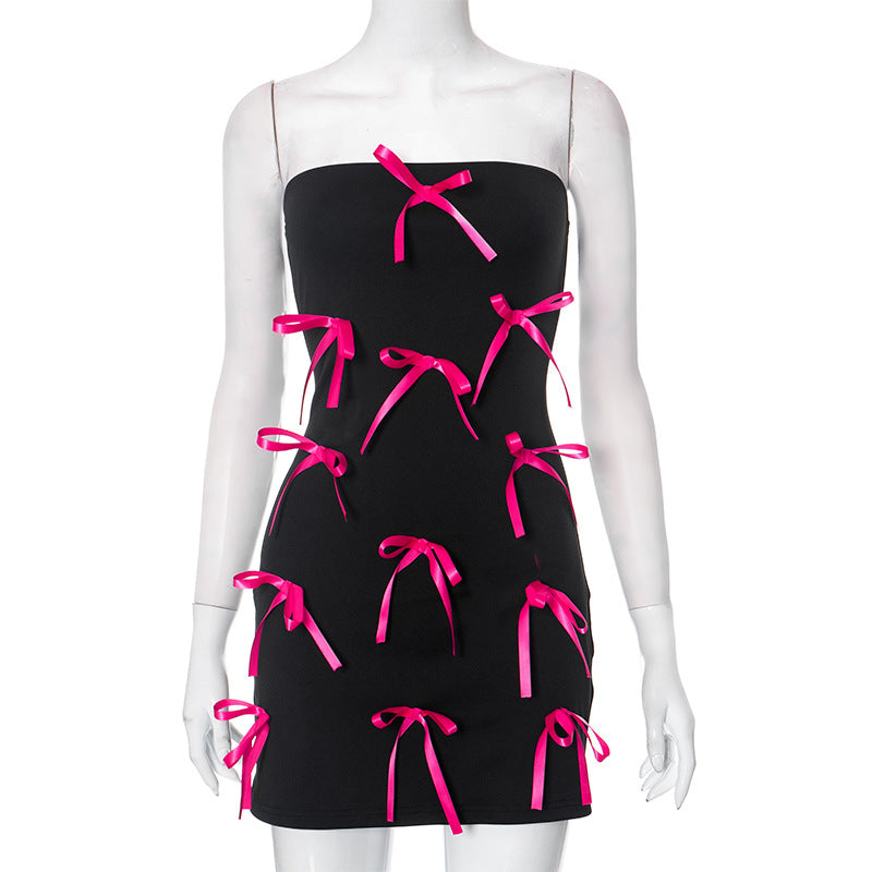STRAPLESS BOW MINI DRESS FOR PARTY NIGHT